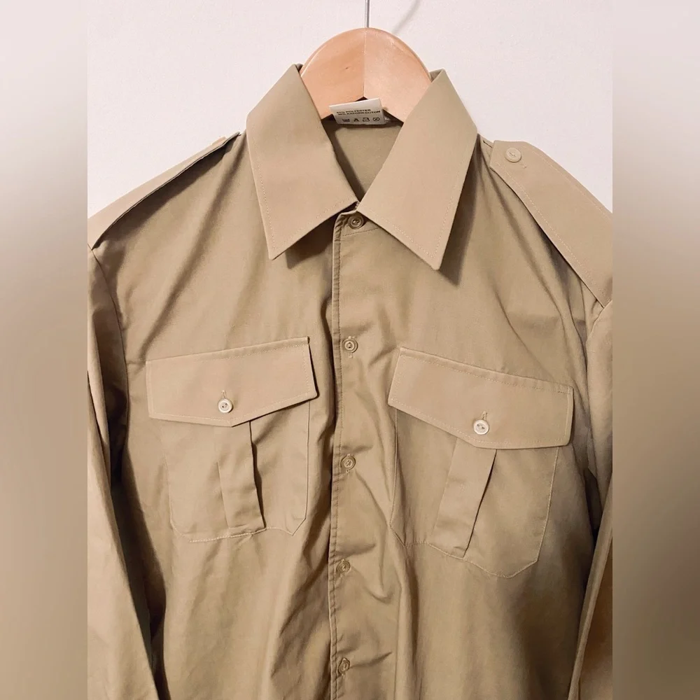 Beige Summer Safari Dress/ Military Shirt - Picture 3 of 7
